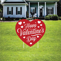 Happy Valentine’s Day Yard Sign, Red Heart Outdoor Lawn Decoration, Romantic Valentine Garden Sign with Stakes, Love Holiday Decor