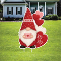 Valentine Gnome Yard Sign, XO Love Lawn Decoration, Cute Gnome Valentine Outdoor Sign with Stakes, Heart Garden Decor