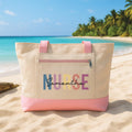 Custom Nurse Tote Bag with Zipper, Personalized Name Nursing Tote, Colorful NURSE Canvas Bag, RN Medical Work Tote, Nurse Appreciation Gift