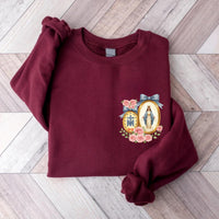 Virgin Mary Crewneck Sweatshirt, Miraculous Medal Catholic Shirt, Floral Catholic Sweatshirt
