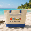 Custom Teacher Tote Bag with Zipper, Personalized Name Teacher Icons Tote, School Supplies Classroom Bag, Teacher Gift, Back to School Tote