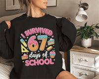 I Survived 67 Days of School Sweatshirt, Funny 67 Days Shirt, Cute School Days Sweatshirt
