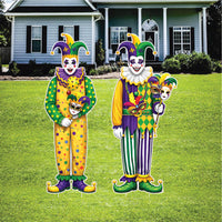 Mardi Gras Jester Yard Sign Cutouts, Carnival Jester Lawn Decorations, Mardi Gras Outdoor Yard Signs with Stakes, Front Yard Decor