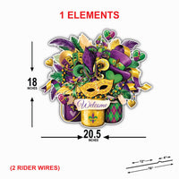 Mardi Gras Welcome Yard Sign Cutouts, Carnival Welcome Lawn Decorations, Mardi Gras Outdoor Yard Signs with Stakes, Front Yard Decor