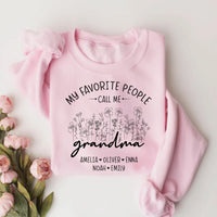 Custom Grandma Sweatshirt, Kids' Names Grandma Shirt, Wildflowers Grandma Sweatshirt