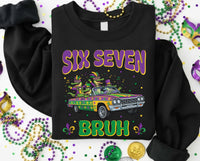 Six Seven Bruh Sweatshirt, Mardi Gras Alligator Shirt, Funny Parade Gator Sweatshirt