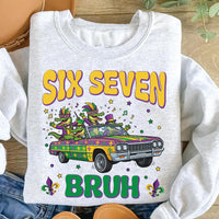 Six Seven Bruh Sweatshirt, Mardi Gras Alligator Shirt, Funny Parade Gator Sweatshirt