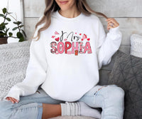 Custom Teacher Valentine Sweatshirt, Valentine's Day Teacher Shirt, Teacher Name Valentine Sweatshirt