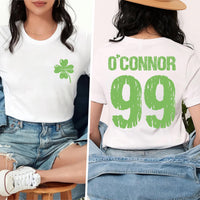 Personalized Last Name St Patricks Day Shirt, Custom Irish Drinking Tee, Shamrock Parade Gift for Family, Front Back