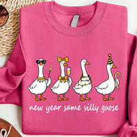 Funny New Year Silly Goose Sweatshirt, Trendy Coquette Holiday Shirt, 2026 Celebration Sweatshirt