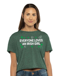 Everyone Loves an Irish Girl Crop Top Shirt, St Patrick’s Day Cropped Tee, Lucky Irish Girl Outfit, Shamrock Festival Party Gift