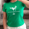 Drinks Well With Others Crop Top Shirt, Funny Drinking Cropped Tee, Martini Girl Vintage Bar Shirt, Girls Night Out Party Gift