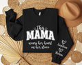 This Mama Wears Her Heart on Her Sleeve Sweatshirt, Grandma Nana Mom Tee, Custom Kids Names, Mama Heart, Mother’s Day Gifts, Front Sleeve
