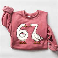 Funny 67 Goose Sweatshirt, Silly Brain Rot Teacher Shirt, Goose Brainrot Sweatshirt
