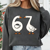 Funny 67 Goose Sweatshirt, Silly Brain Rot Teacher Shirt, Goose Brainrot Sweatshirt