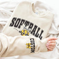Personalized Softball Mom Sweatshirt, Custom Softball Mom Shirt, Softball Name and Number Sweatshirt, Front Sleeve