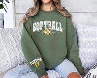 Personalized Softball Mom Sweatshirt, Custom Softball Mom Shirt, Softball Name and Number Sweatshirt, Front Sleeve