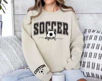 Personalized Soccer Mom Sweatshirt, Custom Soccer Mom Shirt, Soccer Name Sweatshirt, Front Sleeve