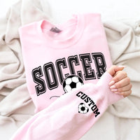 Personalized Soccer Mom Sweatshirt, Custom Soccer Mom Shirt, Soccer Name Sweatshirt, Front Sleeve
