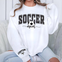 Personalized Soccer Mom Sweatshirt, Custom Soccer Mom Shirt, Soccer Name Sweatshirt, Front Sleeve
