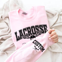 Personalized Lacrosse Mom Sweatshirt, Custom Lacrosse Mom Shirt, Lacrosse Name Sweatshirt, Front Sleeve