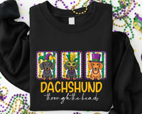 Mardi Gras Dachshund Sweatshirt, Carnival Dog Mom Shirt, Dachshund Through the Beads Sweatshirt