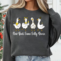 Funny New Year Silly Goose Sweatshirt, Trendy Coquette Holiday Shirt, Cute 2026 Celebration Sweatshirt