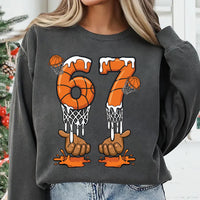 Trendy 67 Basketball Drip Sweatshirt, Six Seven Shirt, Cool 67 Sports Sweatshirt