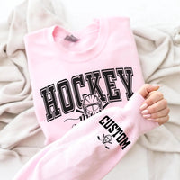 Personalized Hockey Mom Sweatshirt, Custom Name and Number Shirt, Hockey Sports Mom Sweatshirt, Front Sleeve