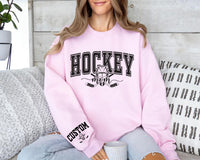Personalized Hockey Mom Sweatshirt, Custom Name and Number Shirt, Hockey Sports Mom Sweatshirt, Front Sleeve