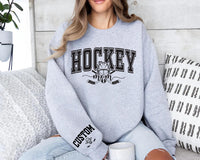 Personalized Hockey Mom Sweatshirt, Custom Name and Number Shirt, Hockey Sports Mom Sweatshirt, Front Sleeve