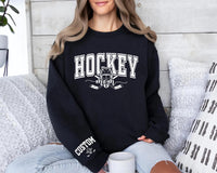 Personalized Hockey Mom Sweatshirt, Custom Name and Number Shirt, Hockey Sports Mom Sweatshirt, Front Sleeve