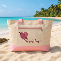 Custom Knitting Tote Bag with Zipper, Personalized Yarn Lover Crochet Bag, Knitter Gift Tote, Yarn Heart Bag, Craft Supplies Organizer Tote