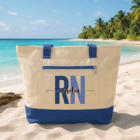 RN Nurse Tote Bag with Zipper, Personalized Nurse Name Bag, Medical Tote, Custom RN Gift, Nurse Work Bag, Nursing School Graduation