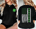 St. Patrick’s Day American Flag Shirt, Irish USA Flag Shirt, Patriotic Shamrock Tee, Front Back