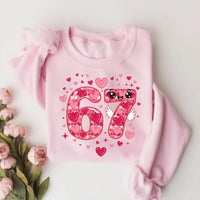 Funny Valentine 67 Sweatshirt, Six Seven Heart Number Shirt, Viral 67 Meme Sweatshirt
