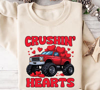 Crushin Hearts Sweatshirt, Valentine Monster Truck Shirt, Cute Truck Love Sweatshirt