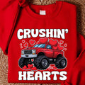 Crushin Hearts Sweatshirt, Valentine Monster Truck Shirt, Cute Truck Love Sweatshirt