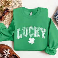 Retro Lucky Sweatshirt, Cute St Patrick’s Day Shirt, Women’s Shamrock Sweatshirt