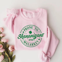 Prone To Shenanigans And Malarkey Sweatshirt, Shamrock St Patrick’s Day Shirt, Funny Irish Sweatshirt