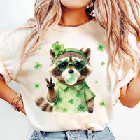 Funny Raccoon St Patricks Day Shirt, Retro St Patricks Day Shirt, Coquette St Pattys Day Tee