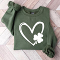 St Patrick’s Day Heart Shamrock Sweatshirt, Lucky Irish Shirt, Cute Shamrock Sweatshirt