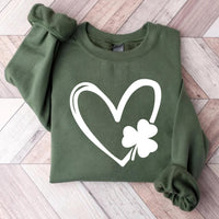 St Patrick’s Day Heart Shamrock Sweatshirt, Lucky Irish Shirt, Cute Shamrock Sweatshirt