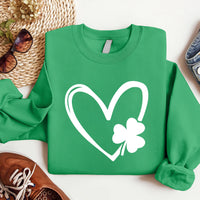 St Patrick’s Day Heart Shamrock Sweatshirt, Lucky Irish Shirt, Cute Shamrock Sweatshirt