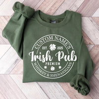Custom Irish Pub Sweatshirt, St Patrick’s Day Drinking Shirt, Personalized Pub Name Sweatshirt