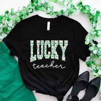 St. Patrick’s Day Lucky Teacher Shirt, St. Patty’s Day Teacher Tee, Lucky Green Shamrock Shirt