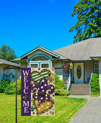 Mardi Gras Welcome Garden Flag, Festive Fleur De Lis Yard Flag Decor, New Orleans Carnival Outdoor Decoration, Fat Tuesday Parade Flag