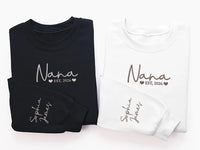 Embroidered Grandma Sweatshirt, Custom Grandma Est Hoodie, Nana, Mimi, Gigi Long Sleeve Shirt, Pregnancy Announcement & Mother’s Day Gift