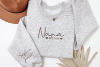 Embroidered Grandma Sweatshirt, Custom Grandma Est Hoodie, Nana, Mimi, Gigi Long Sleeve Shirt, Pregnancy Announcement & Mother’s Day Gift