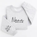 Embroidered Grandma Sweatshirt, Custom Grandma Est Hoodie, Nana, Mimi, Gigi Long Sleeve Shirt, Pregnancy Announcement & Mother’s Day Gift